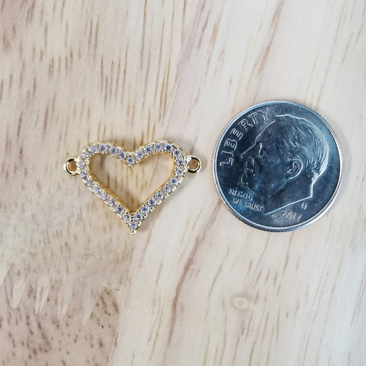 24K Gold Filled Golden Heart Love Connector Micro Pave CZ DIY Charm Necklace Bracelet Earrings Findings for Jewelry Making F-419