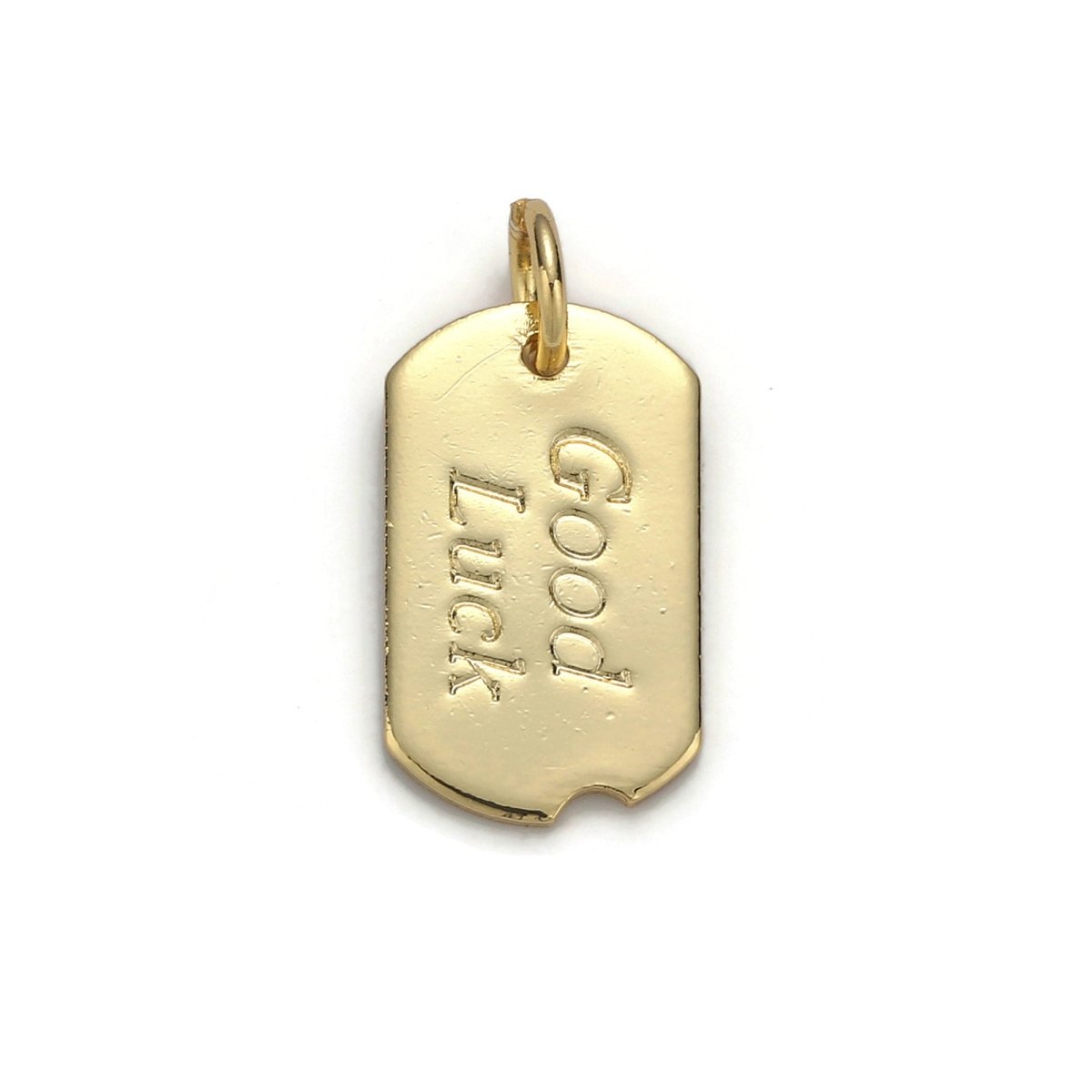 24k Gold Filled Good Luck Charm, Bar Plate Good Luck Pendant Charm, Gold Filled Charm, Gold / Silver Color Option D-045
