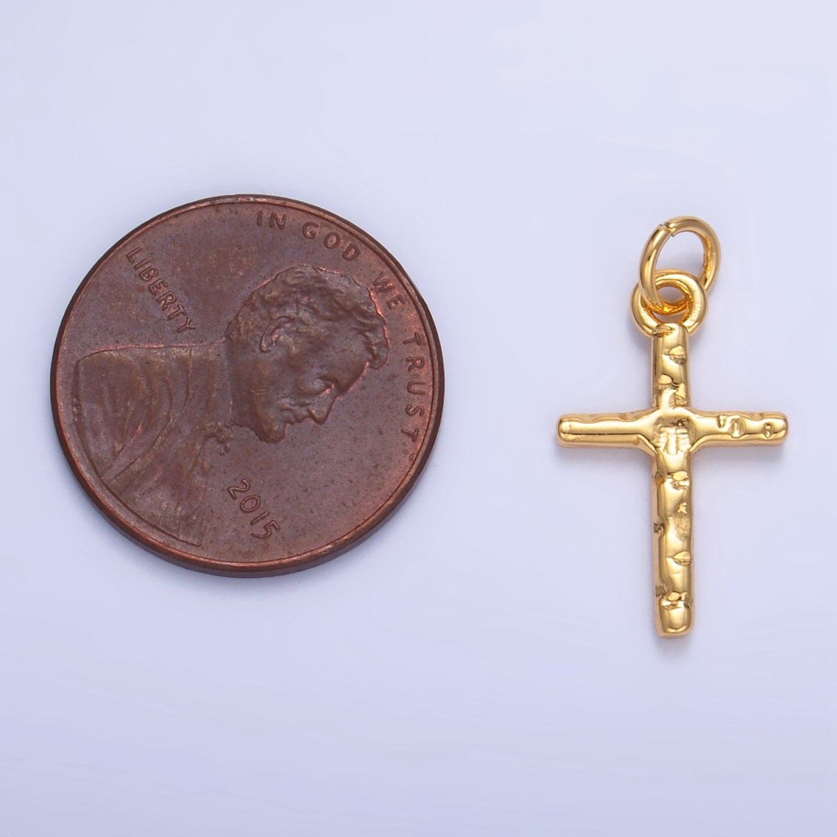 24K Gold Filled Hammered Cross Minimalist Charm | W112