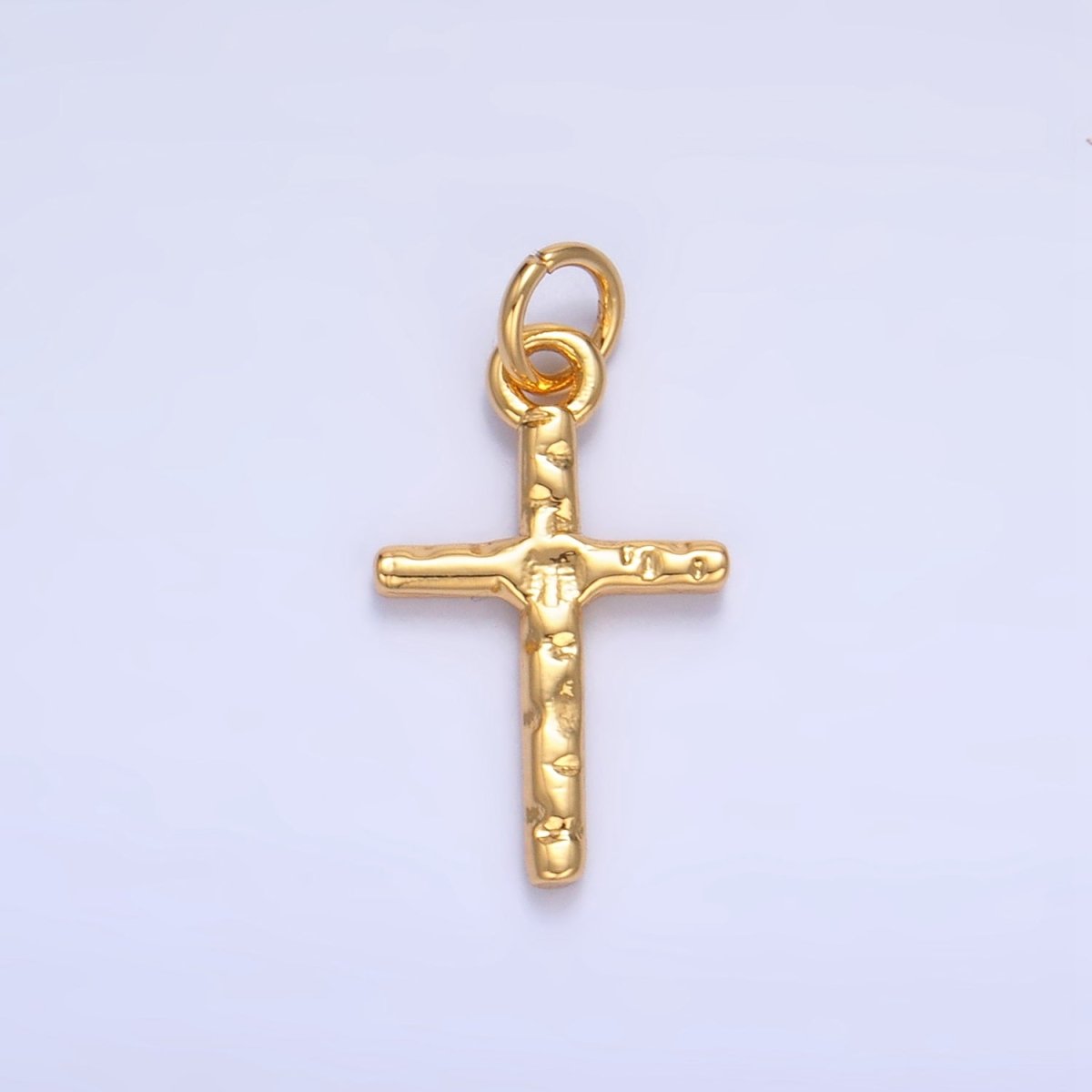 24K Gold Filled Hammered Cross Minimalist Charm | W112