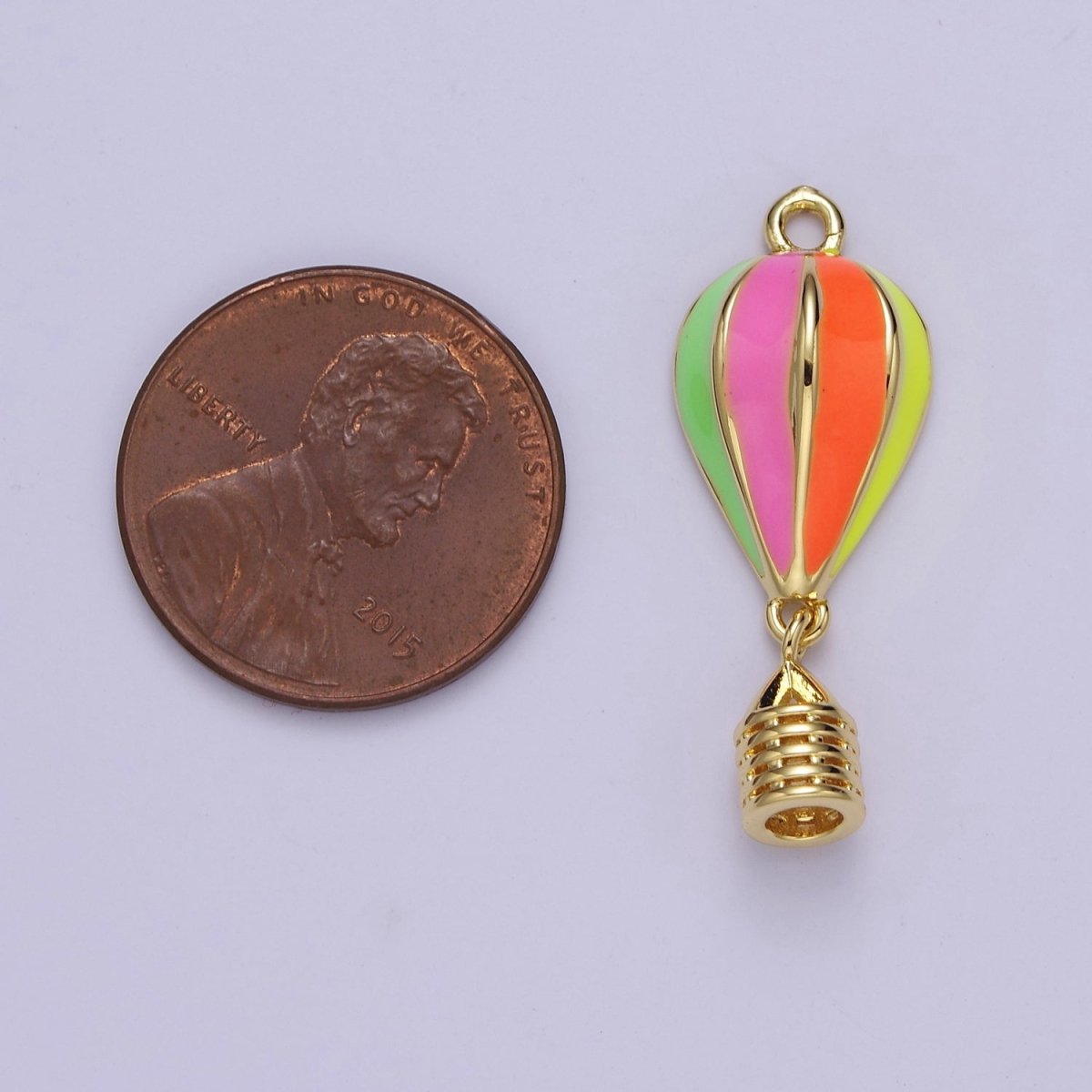 24K Gold Filled Hot Air Balloon Pendant, Dainty Color Enamel Necklace Earring Bracelet Charm for DIY Jewelry Making Supply E-764