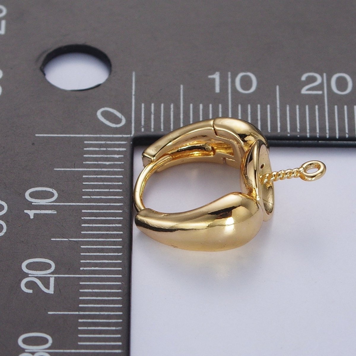 24K Gold Filled Huggie Hoop with Drilled Cup Peg For DIY Pearl Bead Charm, Jewelry Earrings Making L-873