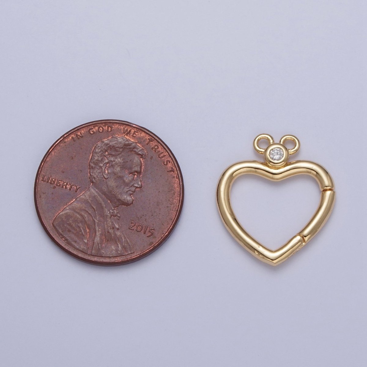 24K Gold Filled Jewelry Closure, Heart Toggle Clasps with Cubic Zirconia L-786~L-789