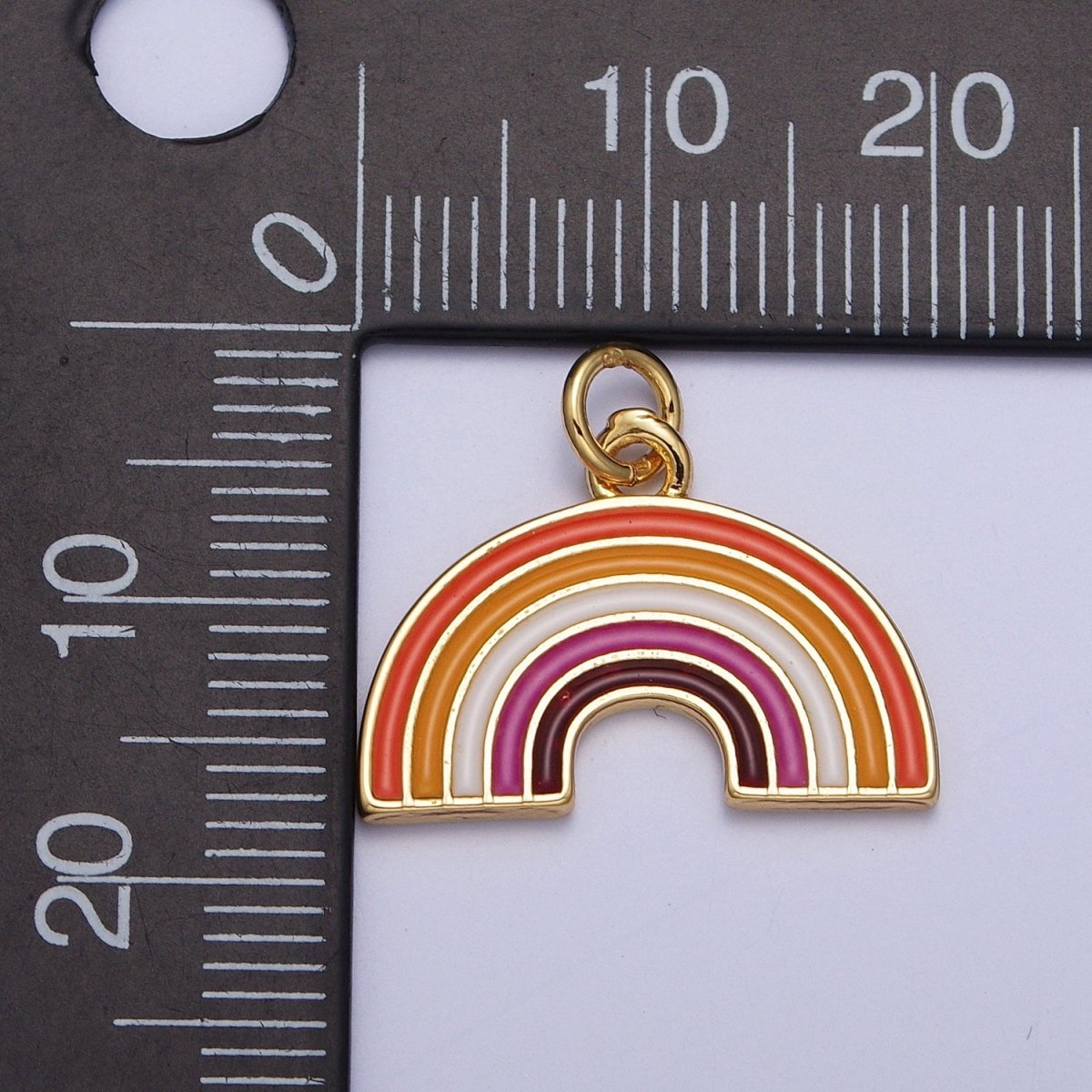 24K Gold Filled Lesbian LGBTQ Pride Flag Gradient Enamel Rainbow Charm For Jewelry Making  AG-111