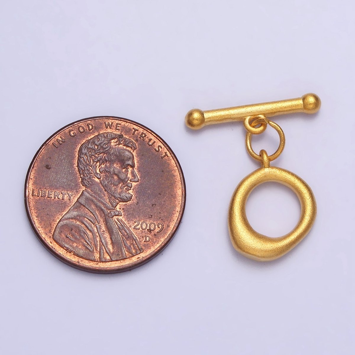 24K Gold Filled Matte Textured Round Geometric Toggle Clasps Jewelry Closure Supply | Z-073