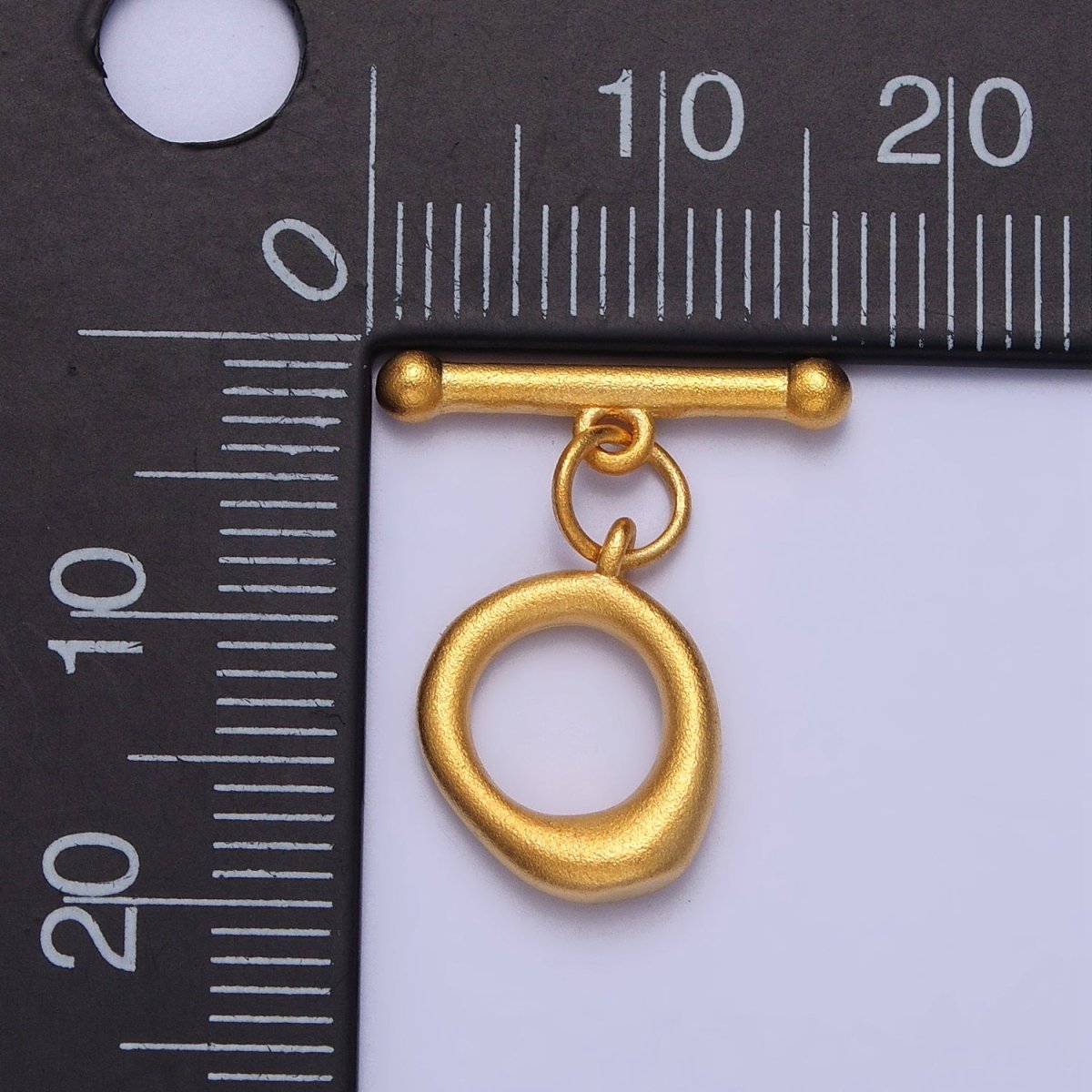 24K Gold Filled Matte Textured Round Geometric Toggle Clasps Jewelry Closure Supply | Z-073