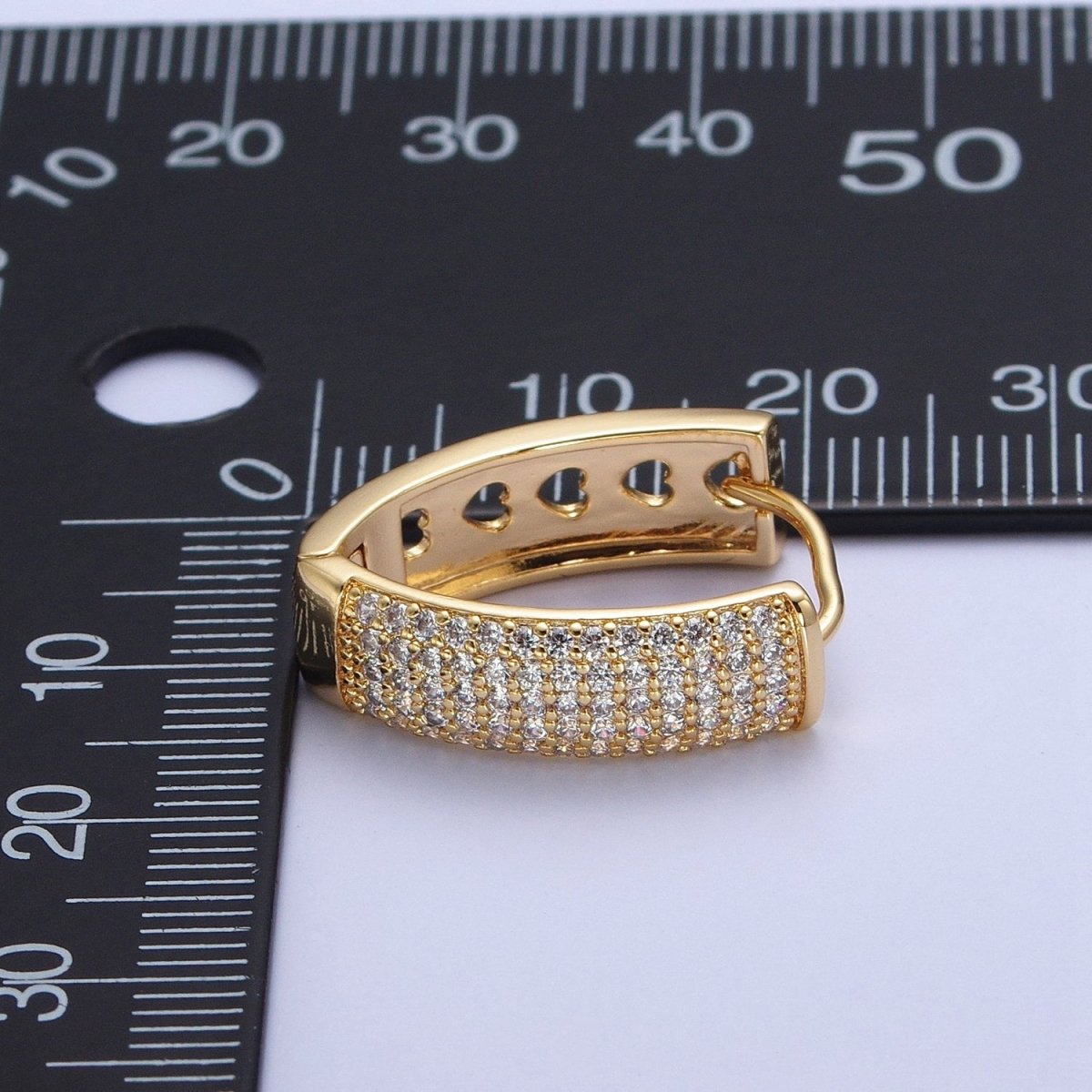 24K Gold Filled Micro Pave Cubic Zirconia Teardrop Triangle Huggie Hoop Earrings T-038