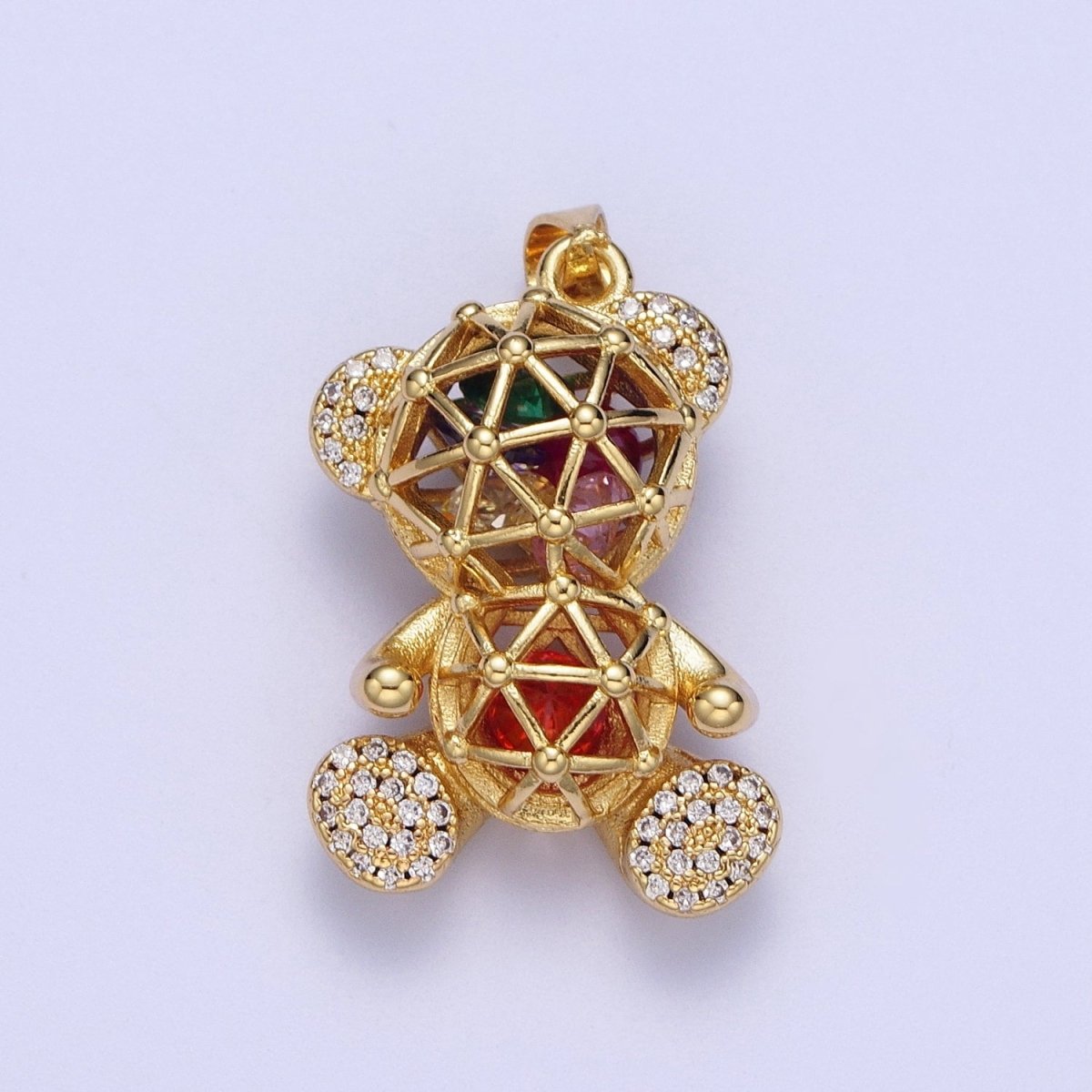 24K Gold Filled Micro Pave Gold Bear Charm Teddy Bear Charm Necklace Bracelet Earring Pendant / Keychain X-532