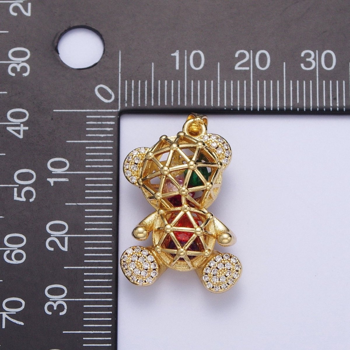 24K Gold Filled Micro Pave Gold Bear Charm Teddy Bear Charm Necklace Bracelet Earring Pendant / Keychain X-532
