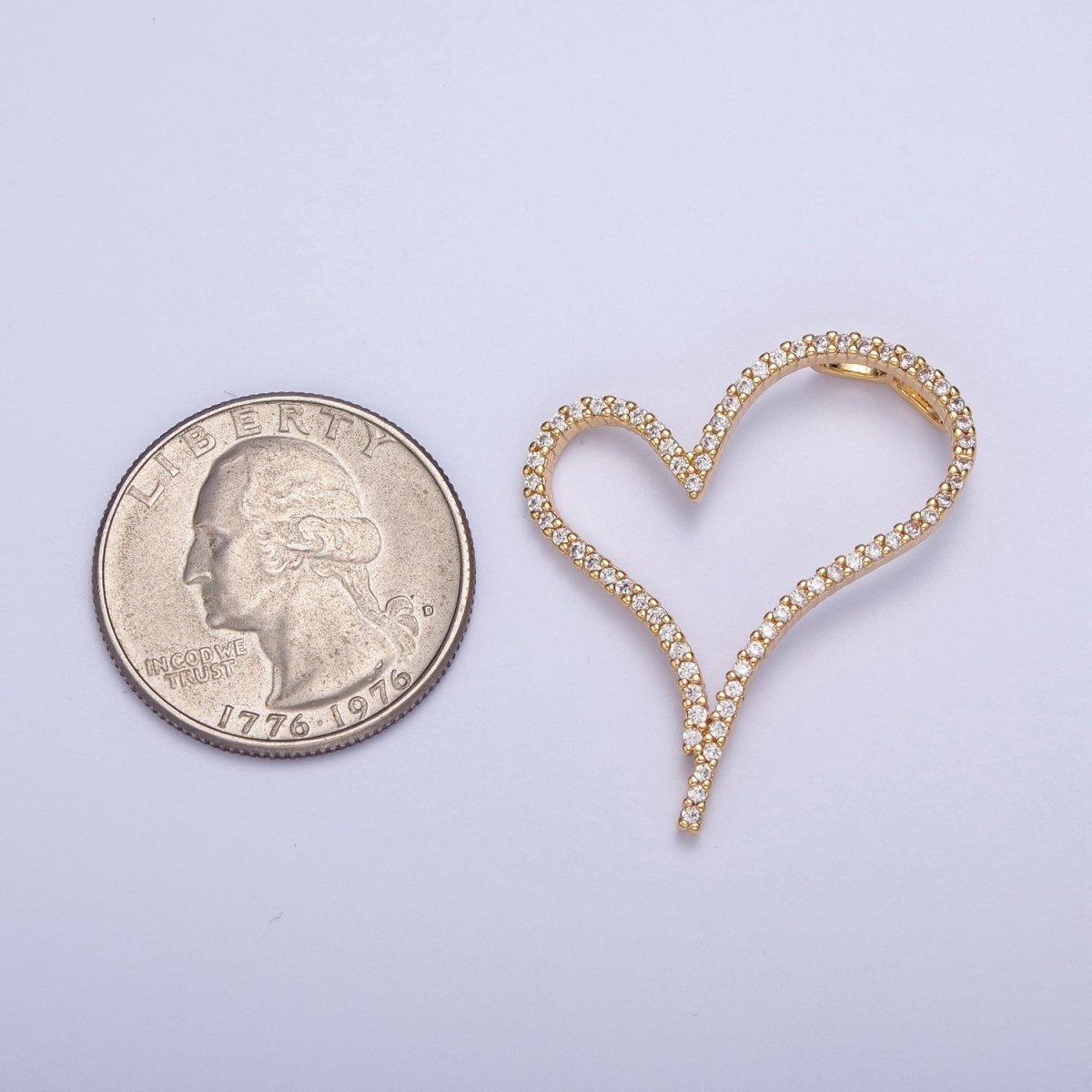 24K Gold Filled Micro Pave Heart Cubic Zirconia CZ Pendant Charm For Jewelry Necklace Making X-437