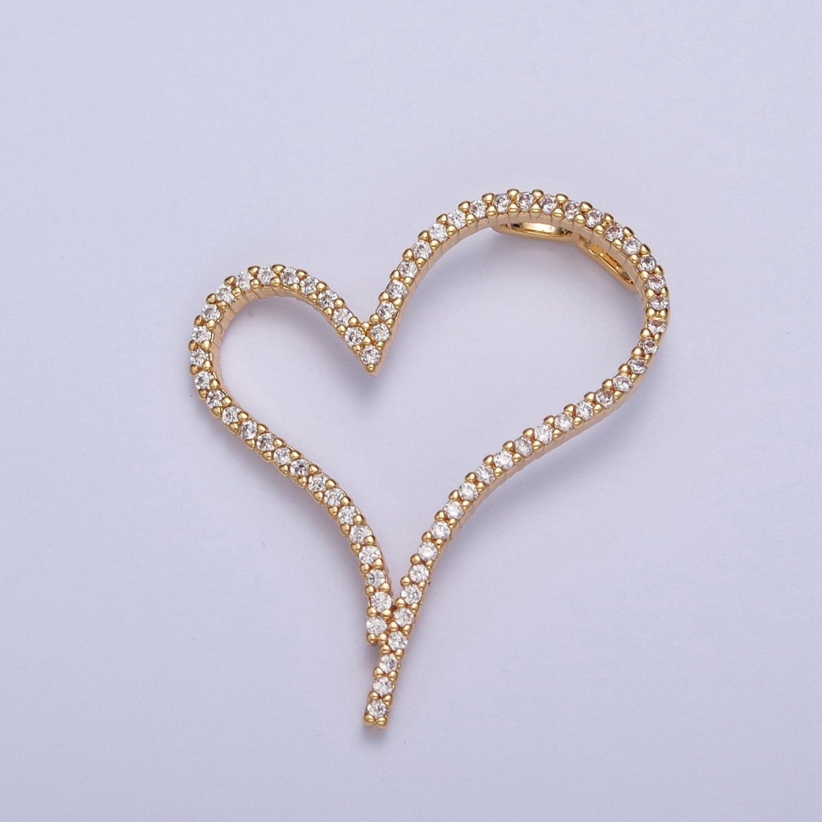 24K Gold Filled Micro Pave Heart Cubic Zirconia CZ Pendant Charm For Jewelry Necklace Making X-437