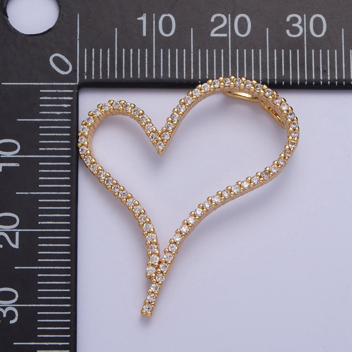 24K Gold Filled Micro Pave Heart Cubic Zirconia CZ Pendant Charm For Jewelry Necklace Making X-437