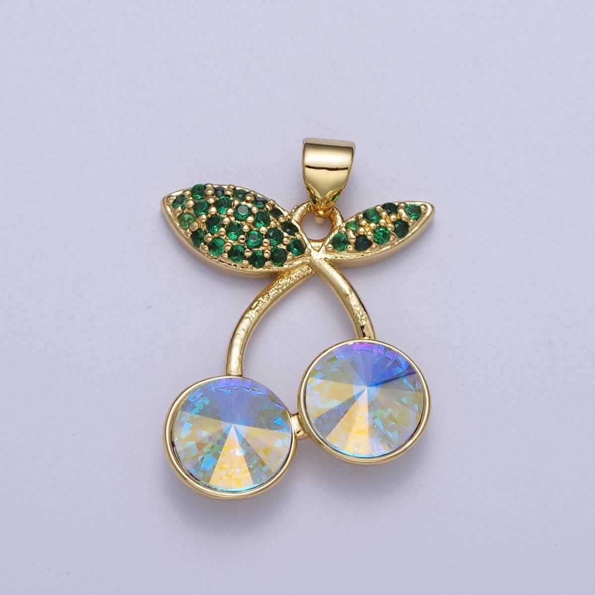 24K Gold Filled Micro Paved Cubic Zirconia Cherry Fruit Pendant | X-409-X-414  X-530