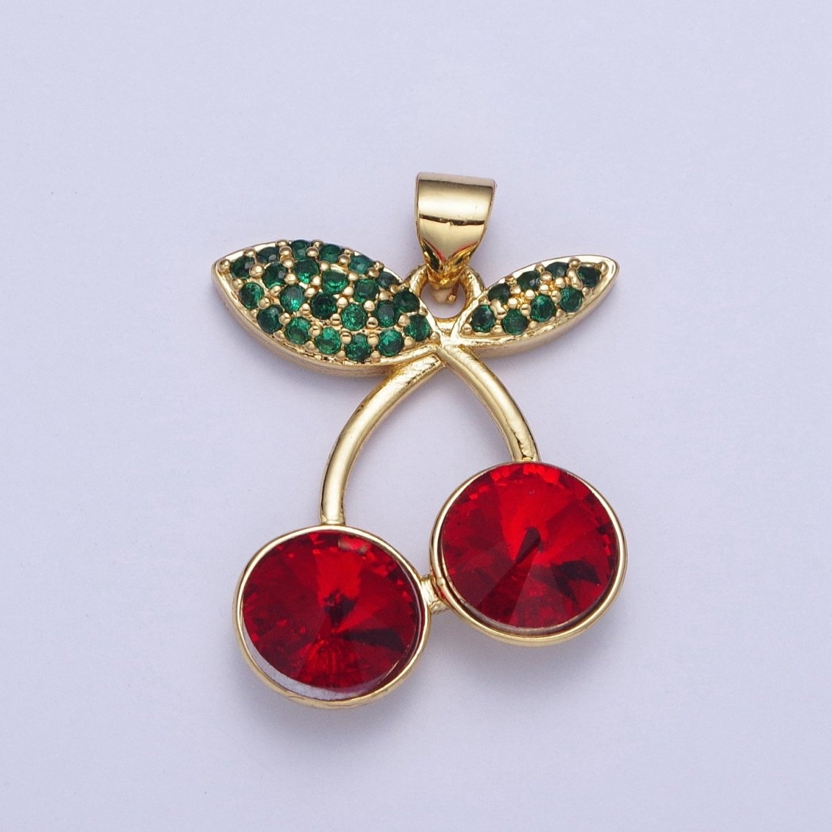 24K Gold Filled Micro Paved Cubic Zirconia Cherry Fruit Pendant | X-409-X-414  X-530
