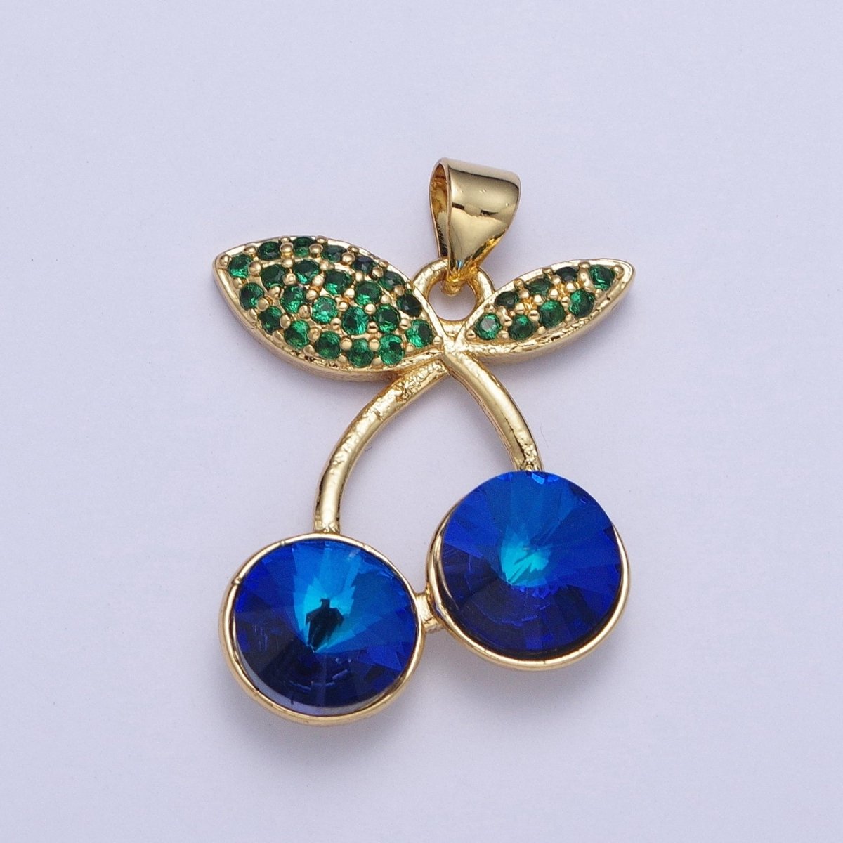 24K Gold Filled Micro Paved Cubic Zirconia Cherry Fruit Pendant | X-409-X-414  X-530