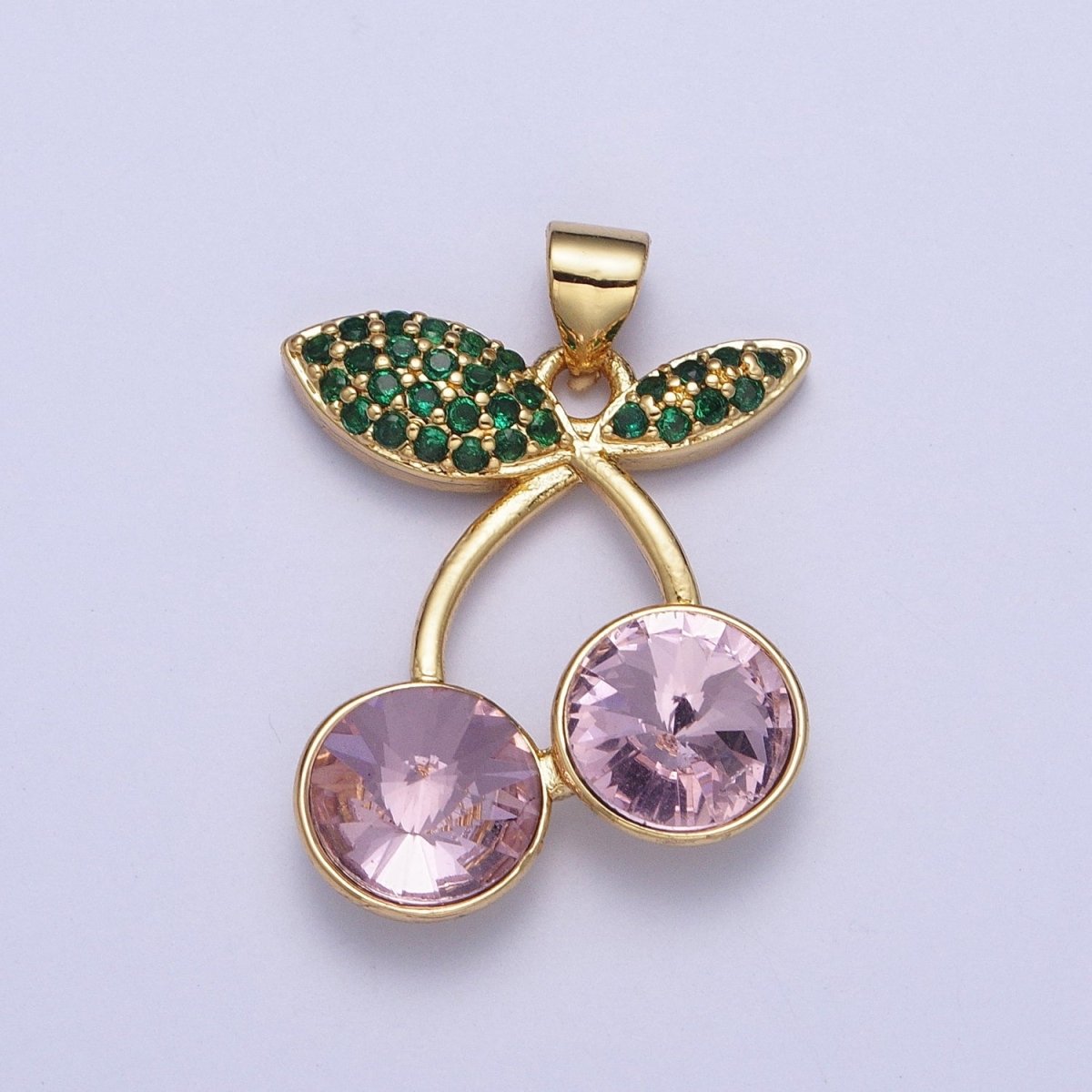 24K Gold Filled Micro Paved Cubic Zirconia Cherry Fruit Pendant | X-409-X-414  X-530