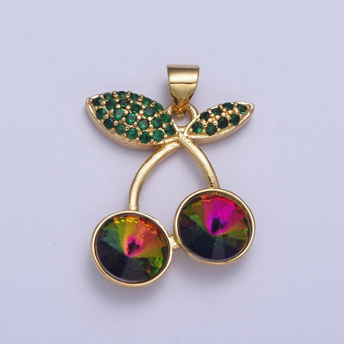 24K Gold Filled Micro Paved Cubic Zirconia Cherry Fruit Pendant | X-409-X-414  X-530