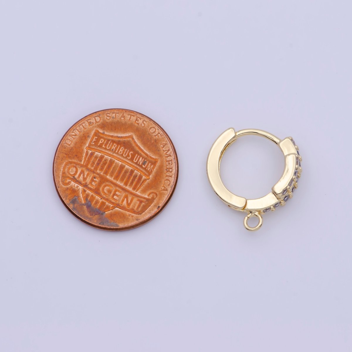 24K Gold Filled Micro Paved Cubic Zirconia Rectangle Huggie Hoop Earrings Findings L-908