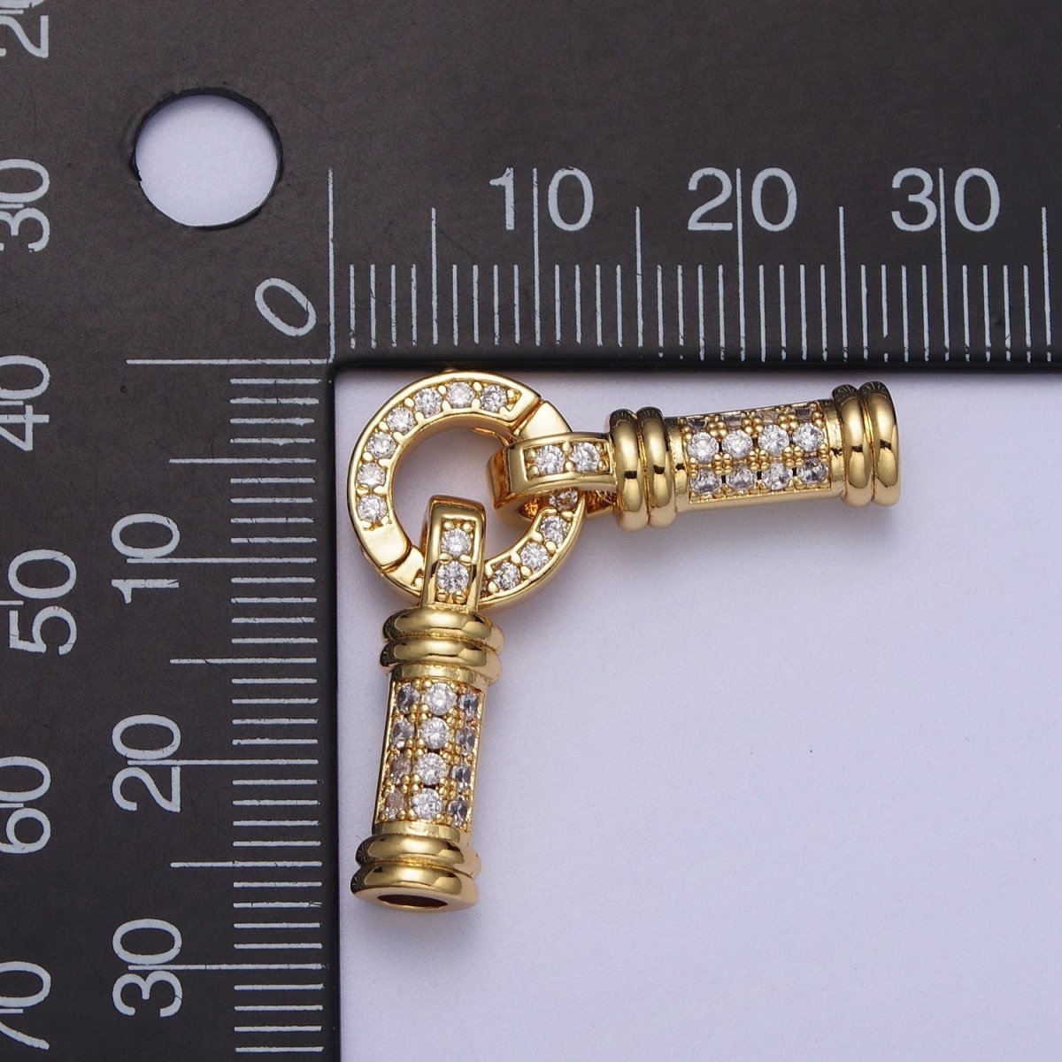 24K Gold Filled Micro Paved CZ Minimalist Double Loop Leather Jewelry Spring Gate Closure | K-165