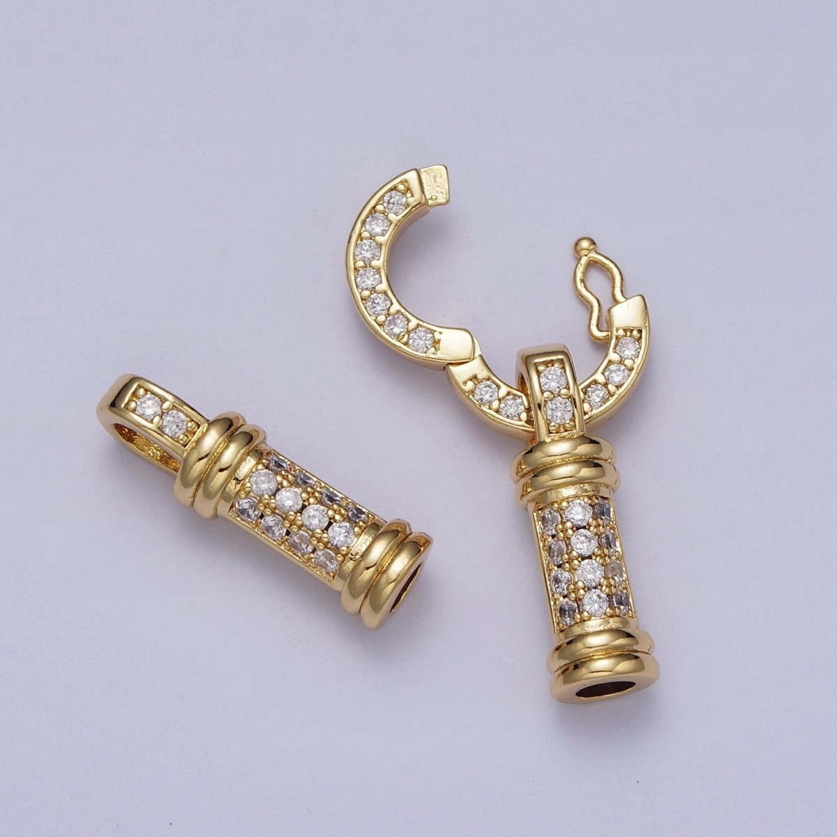 24K Gold Filled Micro Paved CZ Minimalist Double Loop Leather Jewelry Spring Gate Closure | K-165