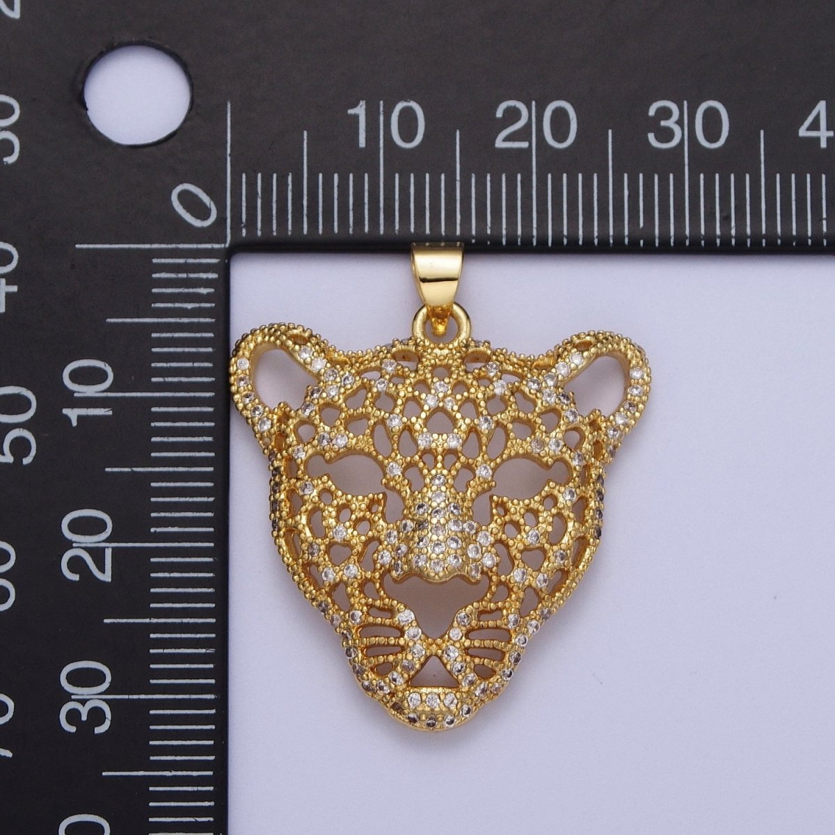24K Gold Filled Micro Paved Jungle Cats Panther Pendant For DIY Jewelry Making | X-531