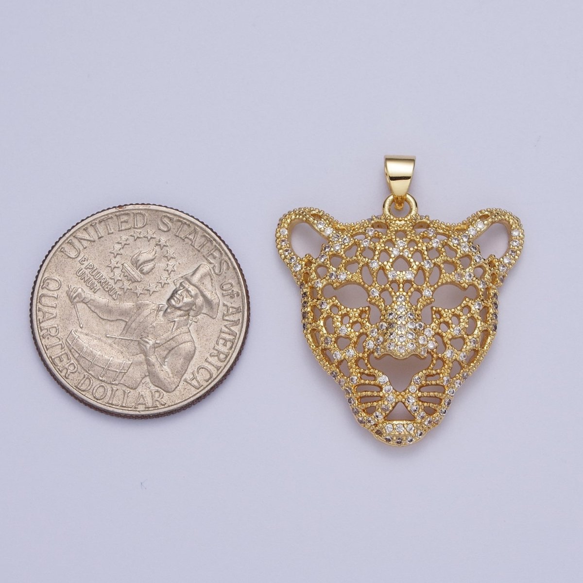 24K Gold Filled Micro Paved Jungle Cats Panther Pendant For DIY Jewelry Making | X-531