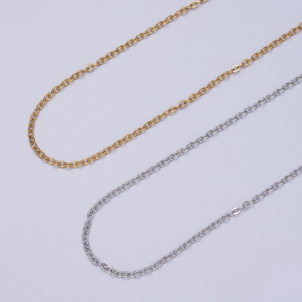 24K Gold Filled Mini 2mm Cable Unfinished Chain in Gold & Silver | Roll-00953 Roll-00954