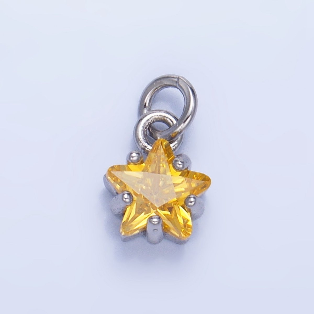 24K Gold Filled 8.5mm Celestial Star CZ Birthstone Mini Charm in Gold & Silver | W028 - W039