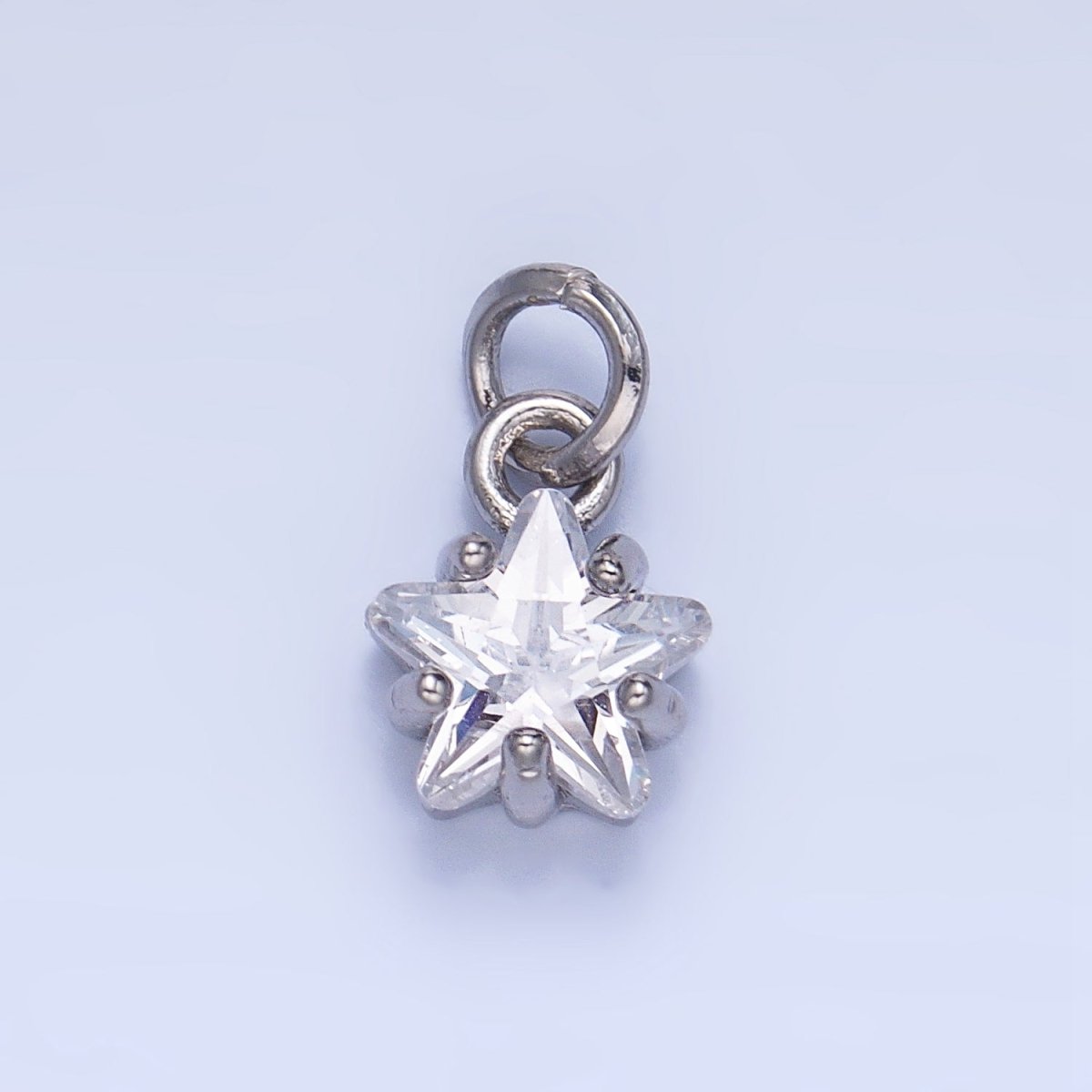 24K Gold Filled 8.5mm Celestial Star CZ Birthstone Mini Charm in Gold & Silver | W028 - W039