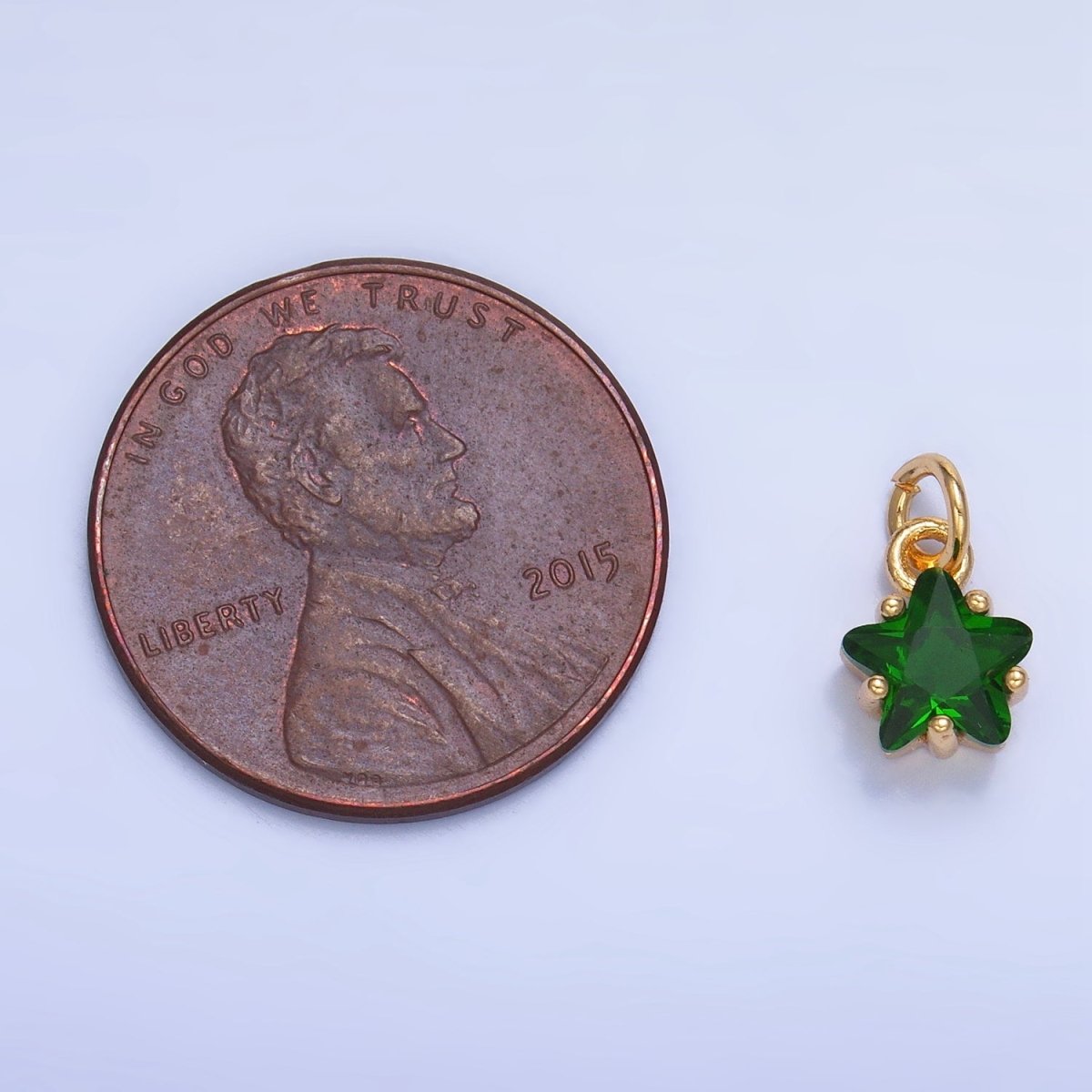 24K Gold Filled 8.5mm Celestial Star CZ Birthstone Mini Charm in Gold & Silver | W028 - W039