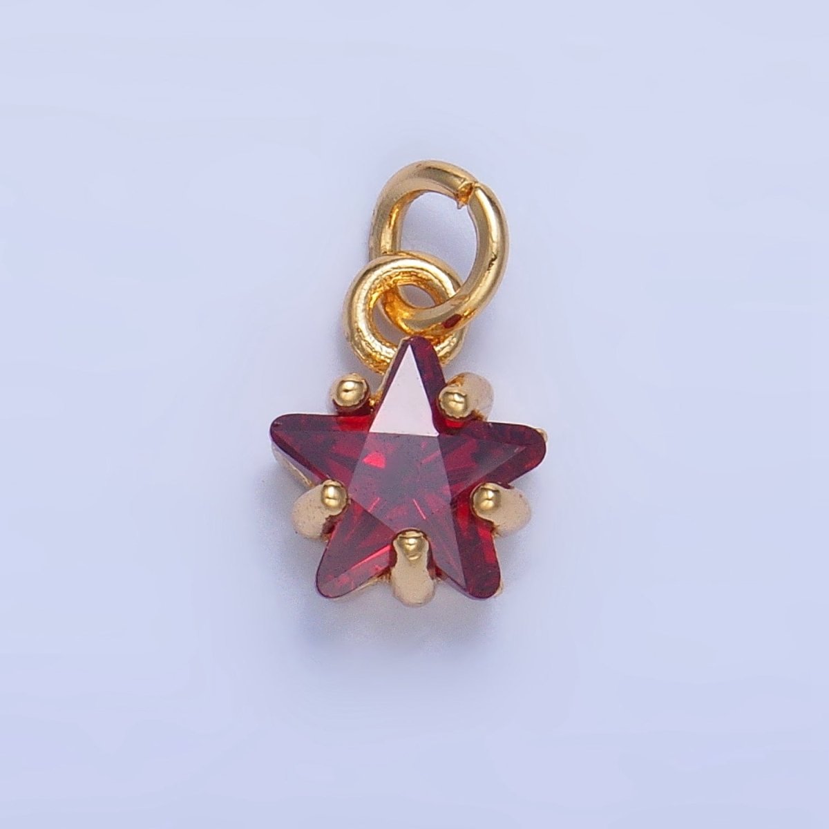 24K Gold Filled 8.5mm Celestial Star CZ Birthstone Mini Charm in Gold & Silver | W028 - W039