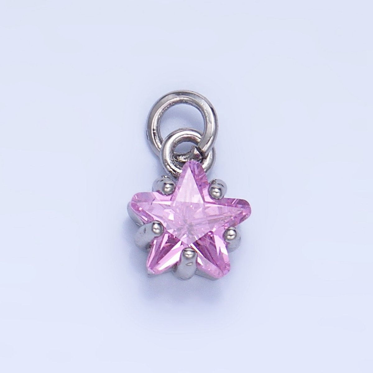 24K Gold Filled 8.5mm Celestial Star CZ Birthstone Mini Charm in Gold & Silver | W028 - W039