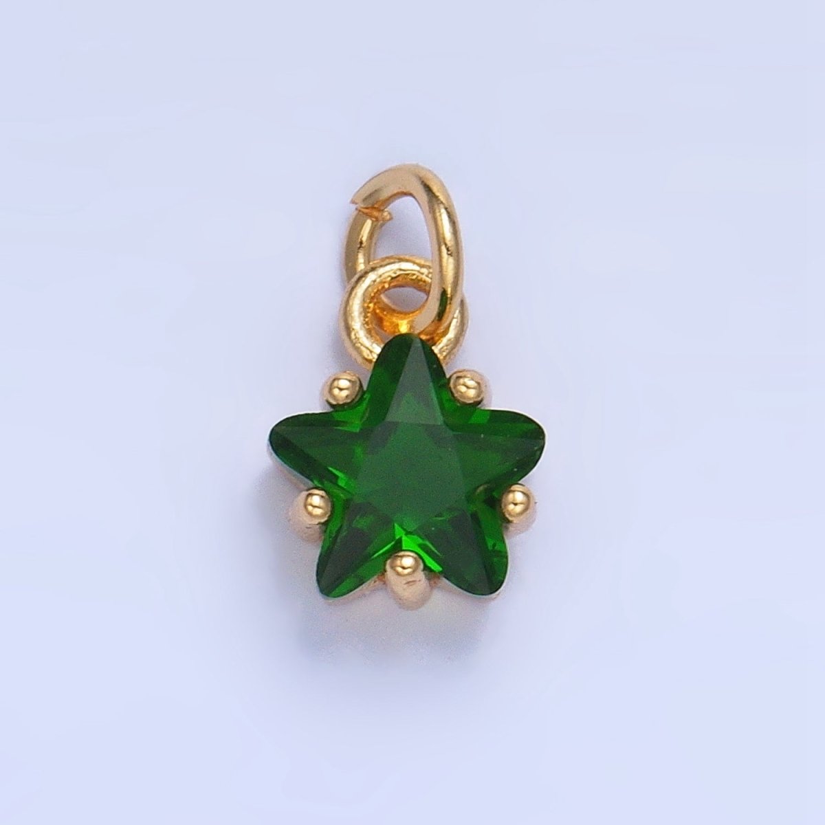 24K Gold Filled 8.5mm Celestial Star CZ Birthstone Mini Charm in Gold & Silver | W028 - W039