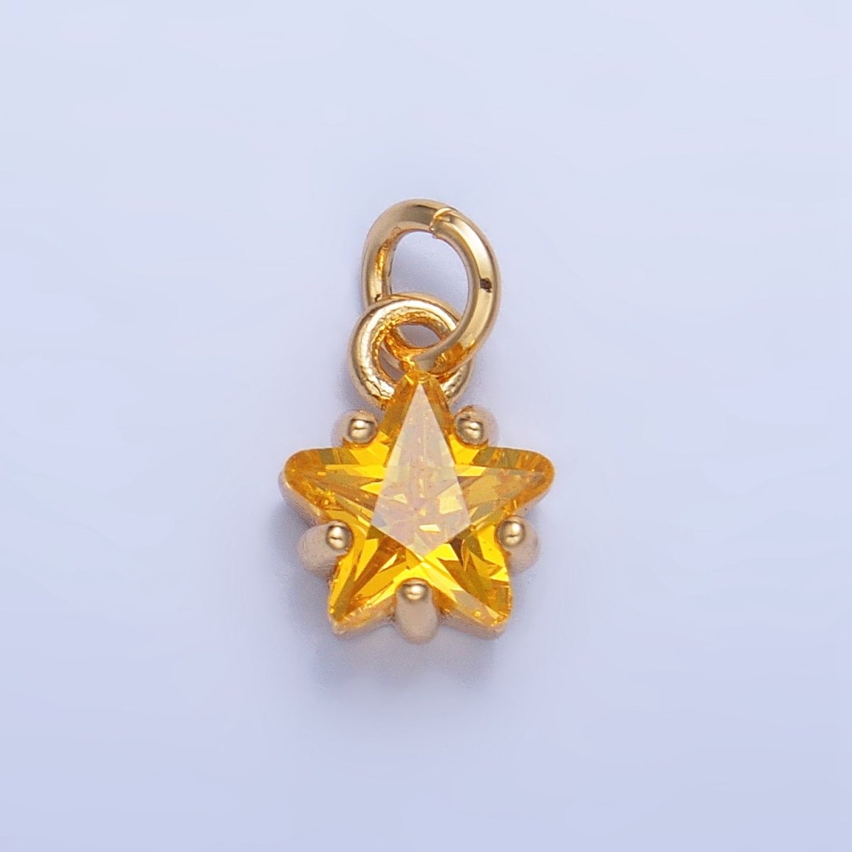 24K Gold Filled 8.5mm Celestial Star CZ Birthstone Mini Charm in Gold & Silver | W028 - W039