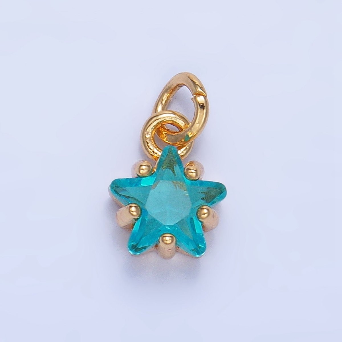 24K Gold Filled 8.5mm Celestial Star CZ Birthstone Mini Charm in Gold & Silver | W028 - W039