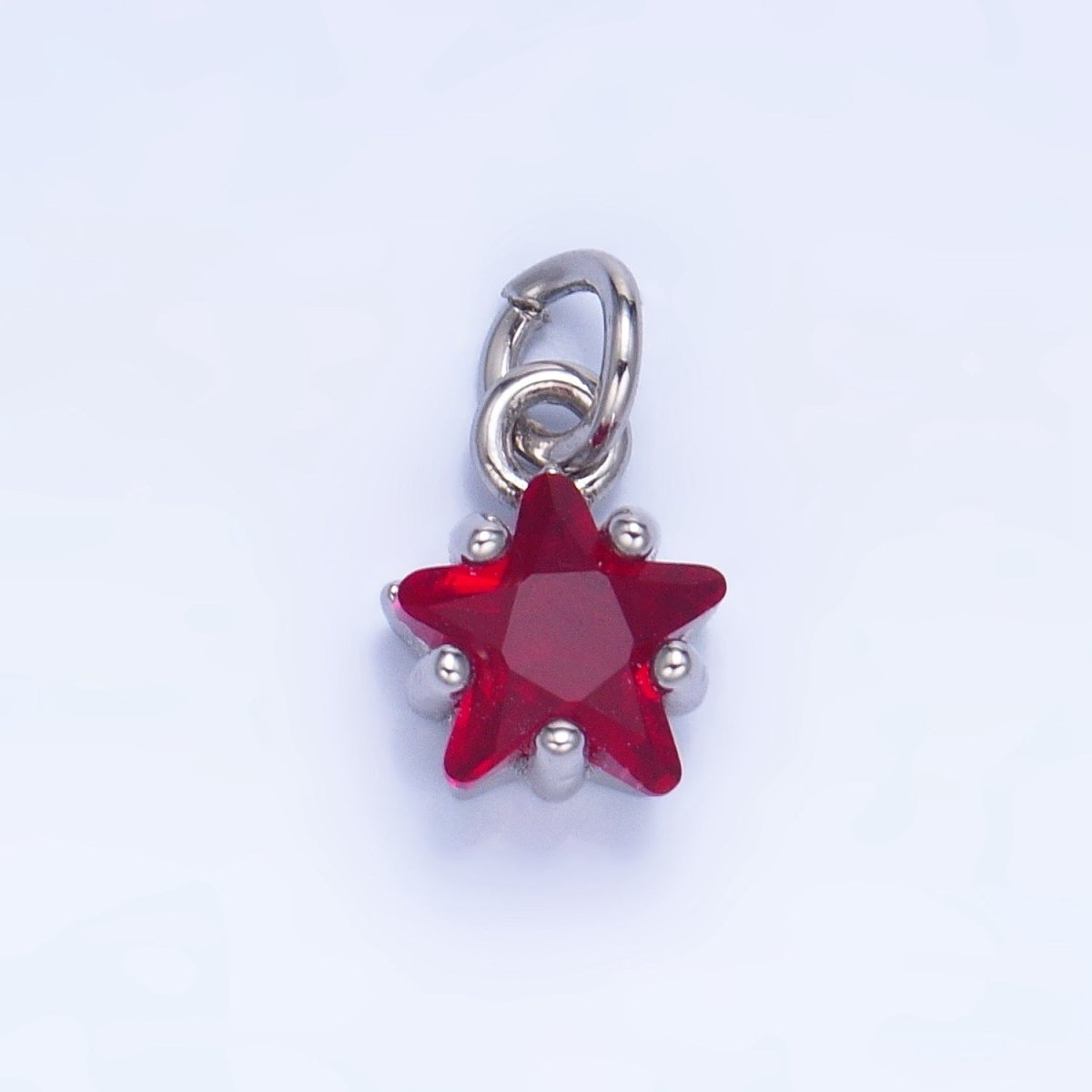 24K Gold Filled 8.5mm Celestial Star CZ Birthstone Mini Charm in Gold & Silver | W028 - W039