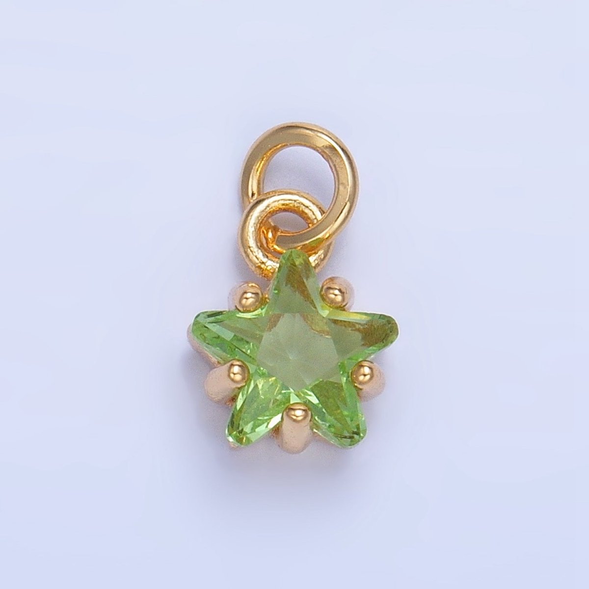 24K Gold Filled 8.5mm Celestial Star CZ Birthstone Mini Charm in Gold & Silver | W028 - W039