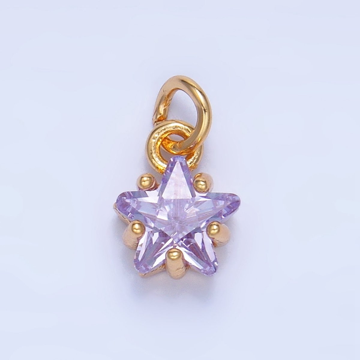 24K Gold Filled 8.5mm Celestial Star CZ Birthstone Mini Charm in Gold & Silver | W028 - W039