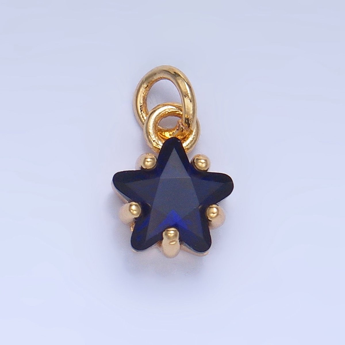24K Gold Filled 8.5mm Celestial Star CZ Birthstone Mini Charm in Gold & Silver | W028 - W039