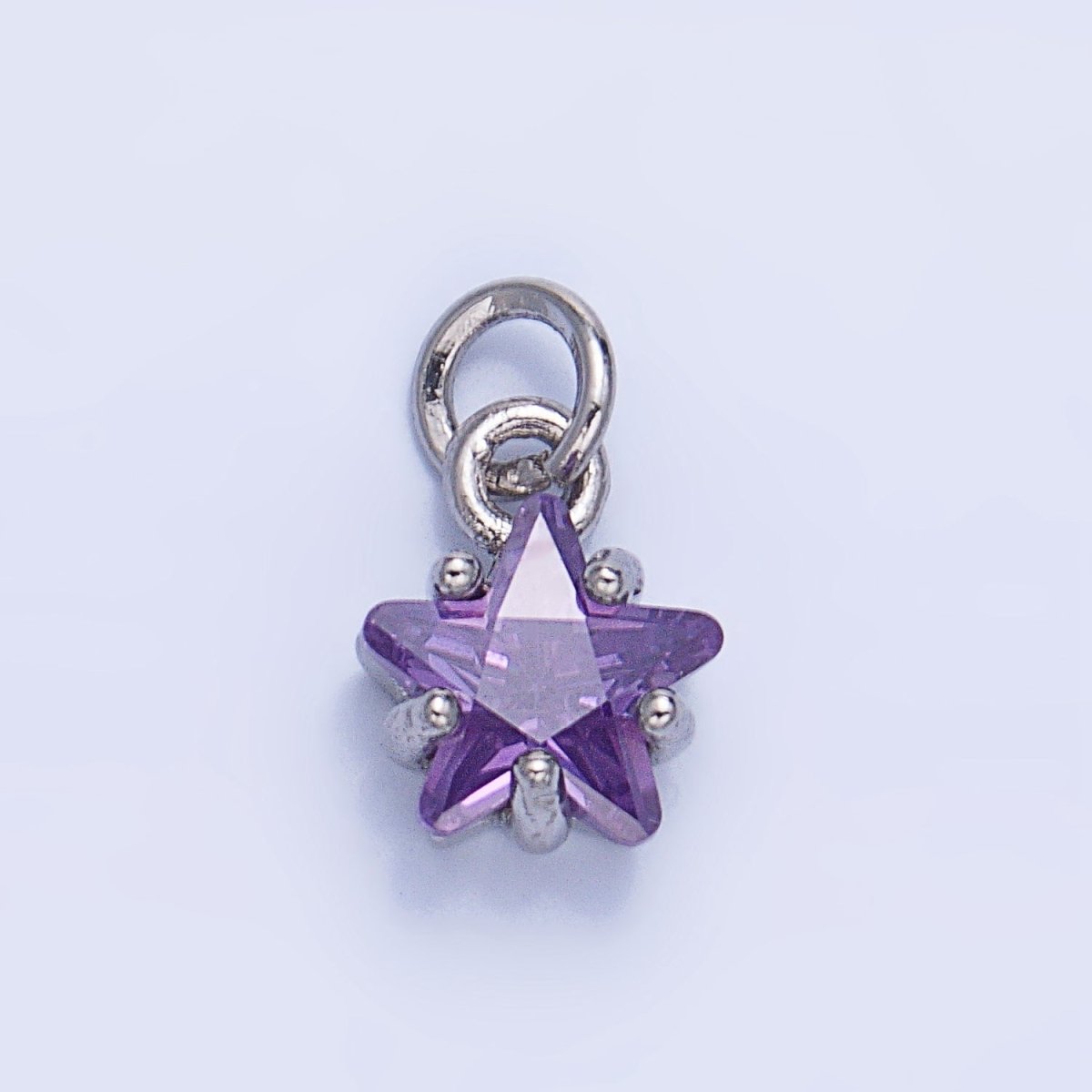 24K Gold Filled 8.5mm Celestial Star CZ Birthstone Mini Charm in Gold & Silver | W028 - W039