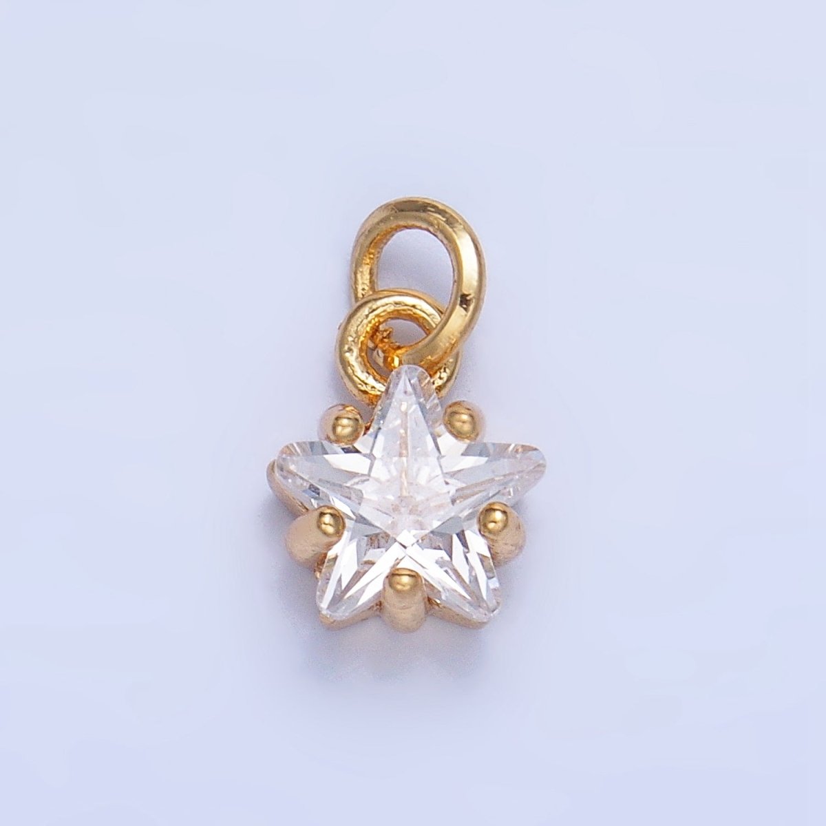 24K Gold Filled 8.5mm Celestial Star CZ Birthstone Mini Charm in Gold & Silver | W028 - W039