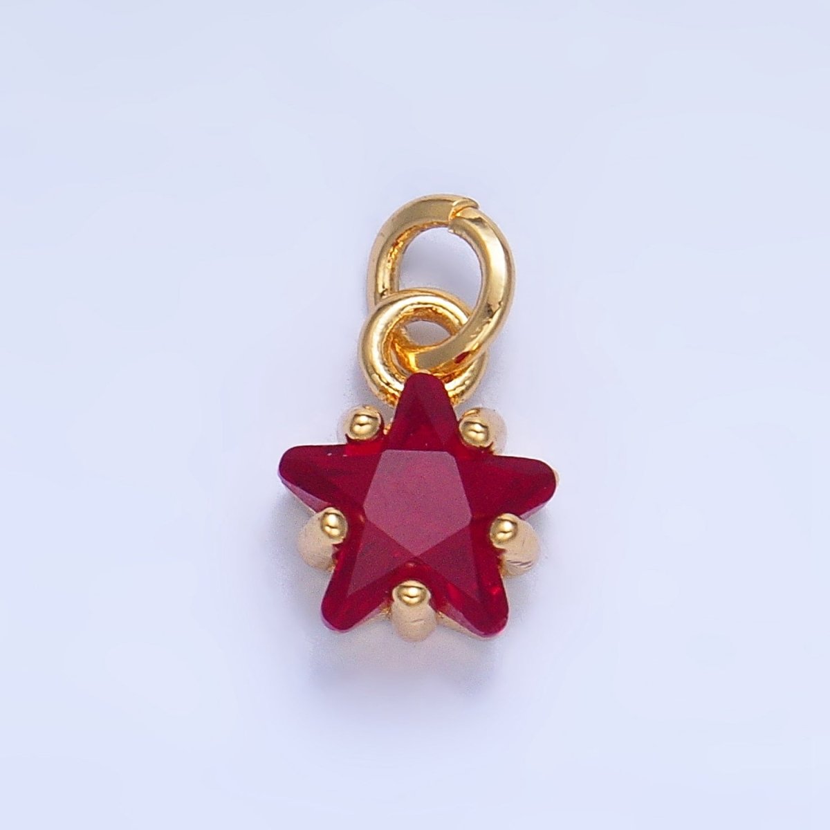 24K Gold Filled 8.5mm Celestial Star CZ Birthstone Mini Charm in Gold & Silver | W028 - W039