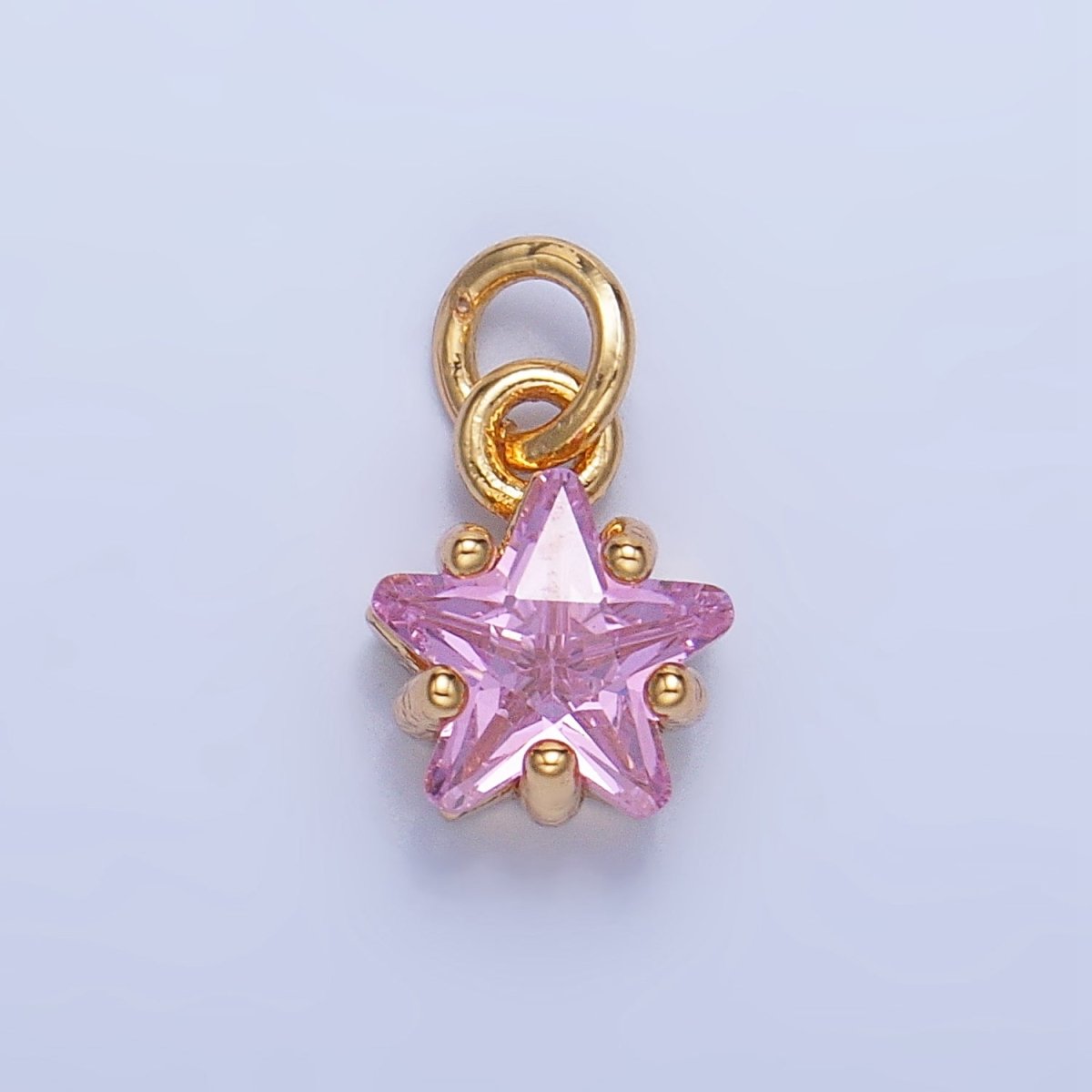 24K Gold Filled 8.5mm Celestial Star CZ Birthstone Mini Charm in Gold & Silver | W028 - W039