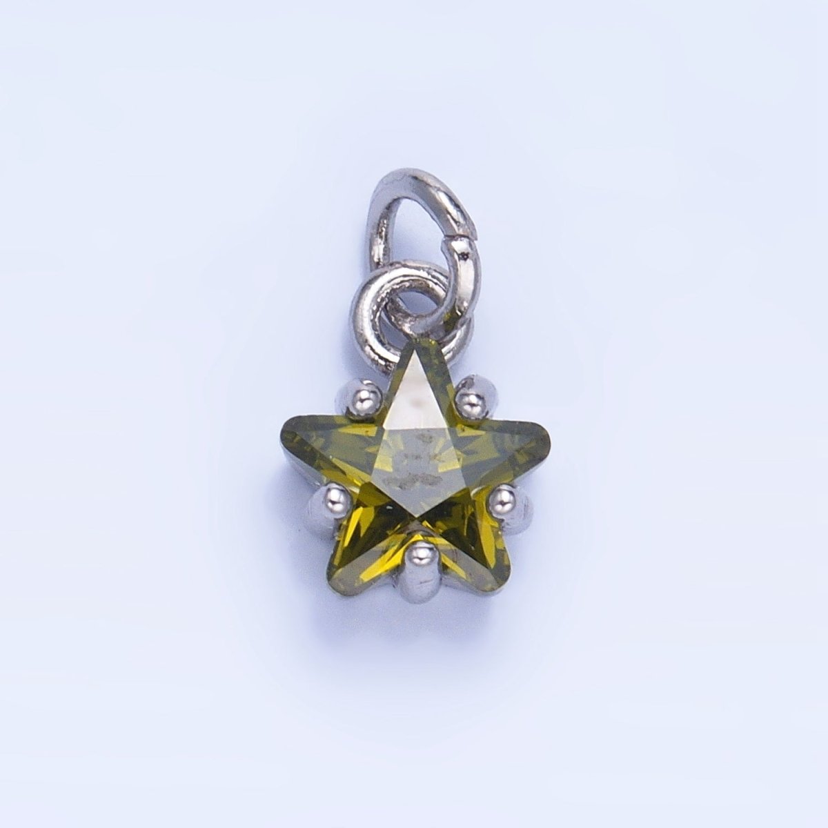 24K Gold Filled 8.5mm Celestial Star CZ Birthstone Mini Charm in Gold & Silver | W028 - W039
