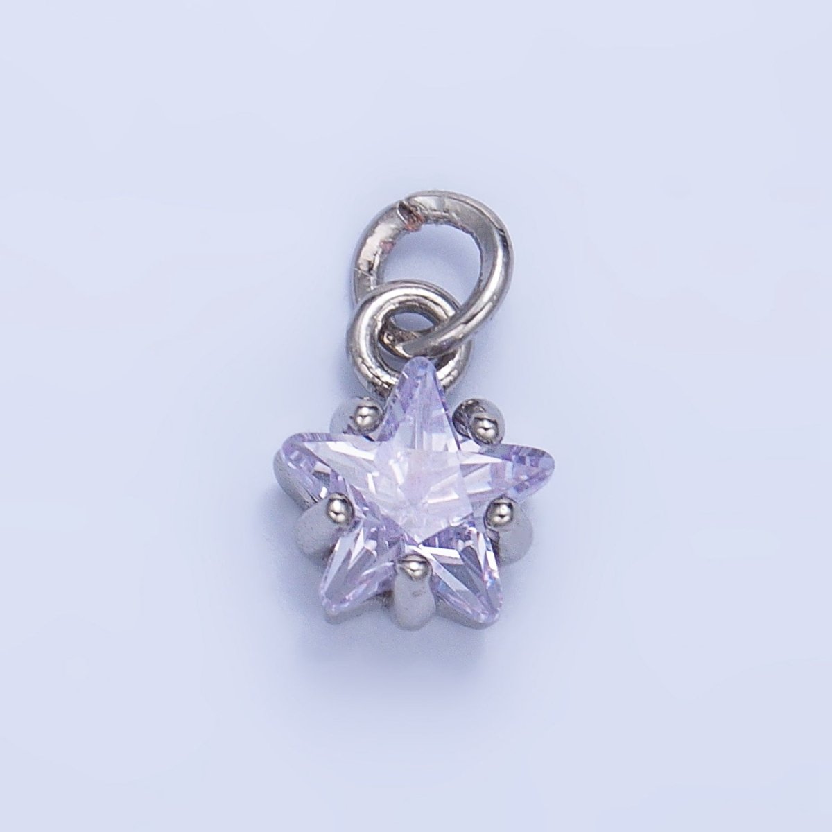 24K Gold Filled 8.5mm Celestial Star CZ Birthstone Mini Charm in Gold & Silver | W028 - W039