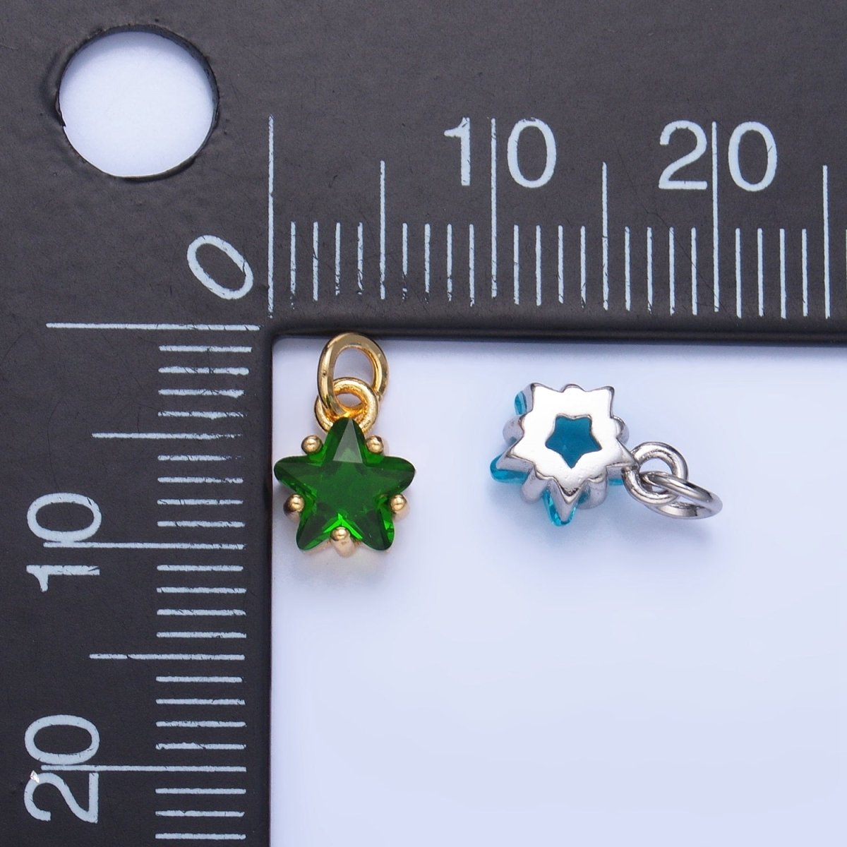 24K Gold Filled 8.5mm Celestial Star CZ Birthstone Mini Charm in Gold & Silver | W028 - W039