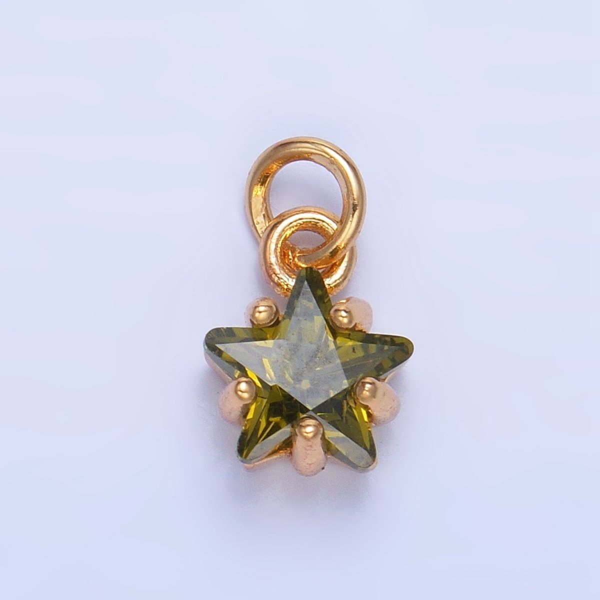 24K Gold Filled 8.5mm Celestial Star CZ Birthstone Mini Charm in Gold & Silver | W028 - W039