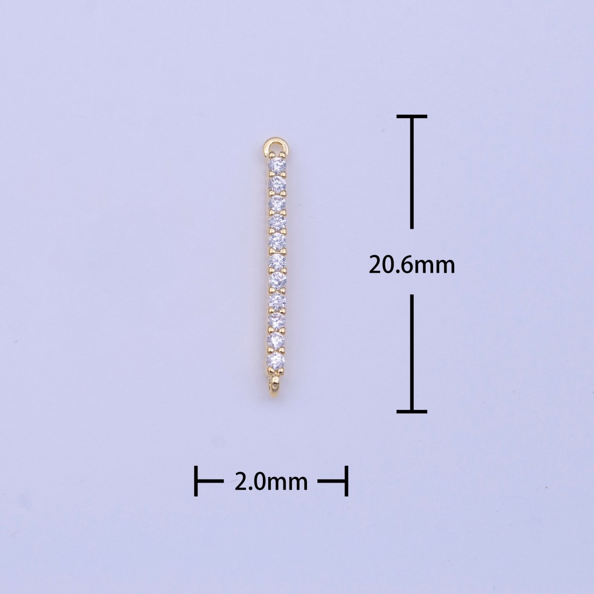 24K Gold Filled Mini Micro Paved Clear CZ Tag Line Bar Gold Charm | Y-00652