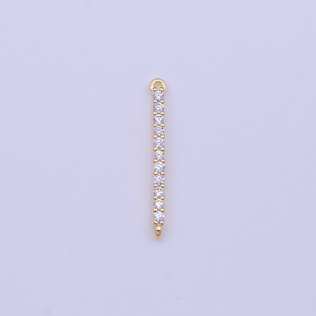 24K Gold Filled Mini Micro Paved Clear CZ Tag Line Bar Gold Charm | Y-00652