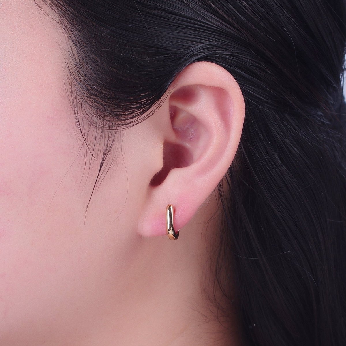 24K Gold Filled Mini U Shaped Huggie Hoop Earrings P-400